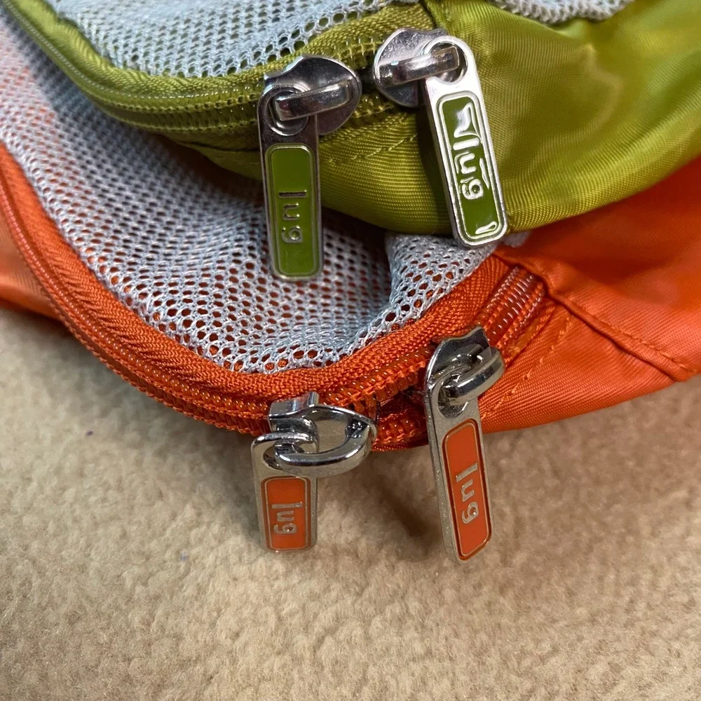 Lug Orange & Green Mesh Packing Cubes Set Travel Organizer Bag Luggage Accessory